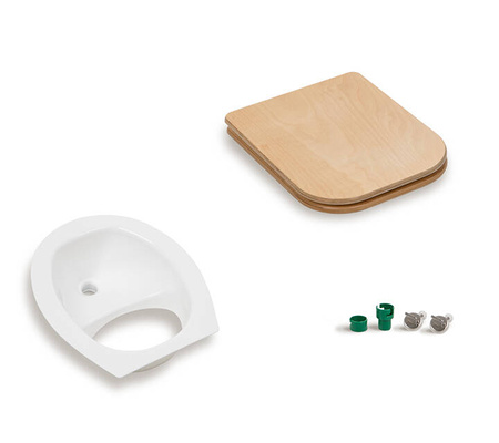 TROBOLO Urinseparator weiß mit Holzsitz und Deckel - Einsatz für DIY Trenntoilette