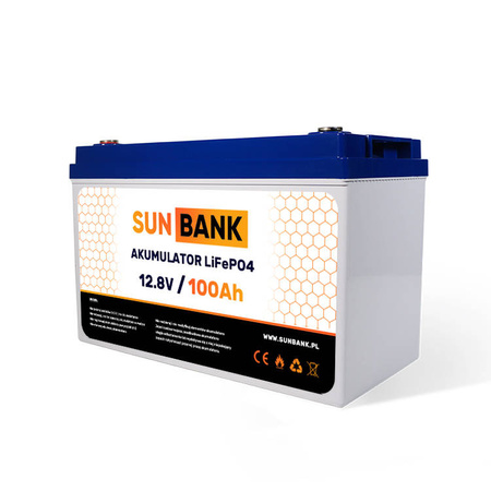 SUNBANK 100Ah LiFePO4 12.8v BMS Akku + LCD
