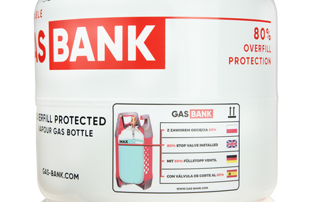 GasBank LS 8 kg - DUPLEX Leichtstahlflasche mit Füllmengenbegrenzungsventil (OPD) bis zu 80%