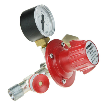 GOK Gasdruckregler 3/8'' mit Manometer und SBS, 1 bis 4 bar, Linksgewinde - 14kg/Stunde