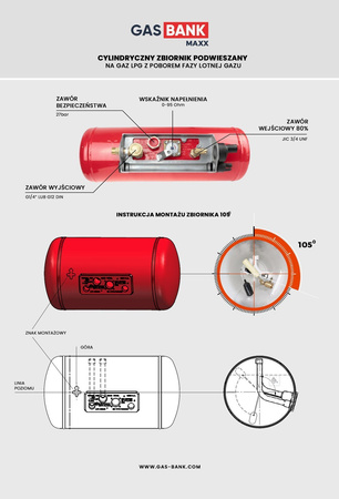 25L LPG-Hängetank Ø200mm x 884mm für Wohnmobile, Wohnwagen, Food Trucks