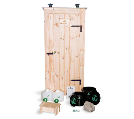 TROBOLO KitaBœm - Toilettenhäuschen aus Holz mit Trenntoilette und Kindertoilette mit 300 l Komposter