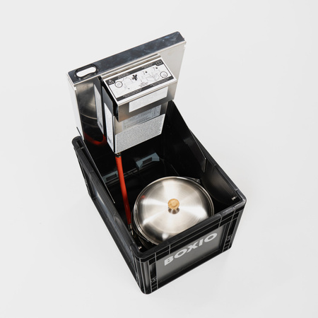 BOXIO COOK PLUS - Gaskocher in der Eurobox mit Topfset BOXIO COOKWARE