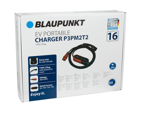 Blaupunkt Dreistufiges tragbares Ladegerät für Elektroautos - Typ 2 Stecker