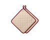 Omnia Topflappen für den Backofen 24 x 24 cm, 2 Stück - beige mit weinrotem Rand