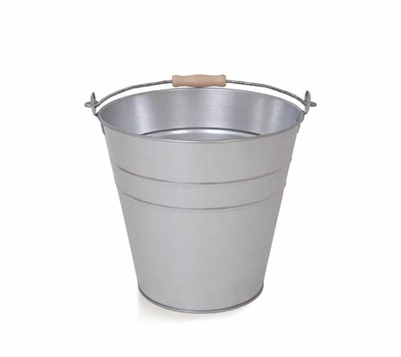 TROBOLO Zinkeimer-Set: 15 l Zinkeimer mit Holzgriff und 350 ml Aluschaufel für Einstreu