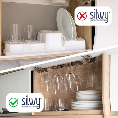 silwy Magnet-Kristallgläser WEIN - 2er-Set mit Metall-Nano-Gel-Pads, für Wohnmobil und Boot