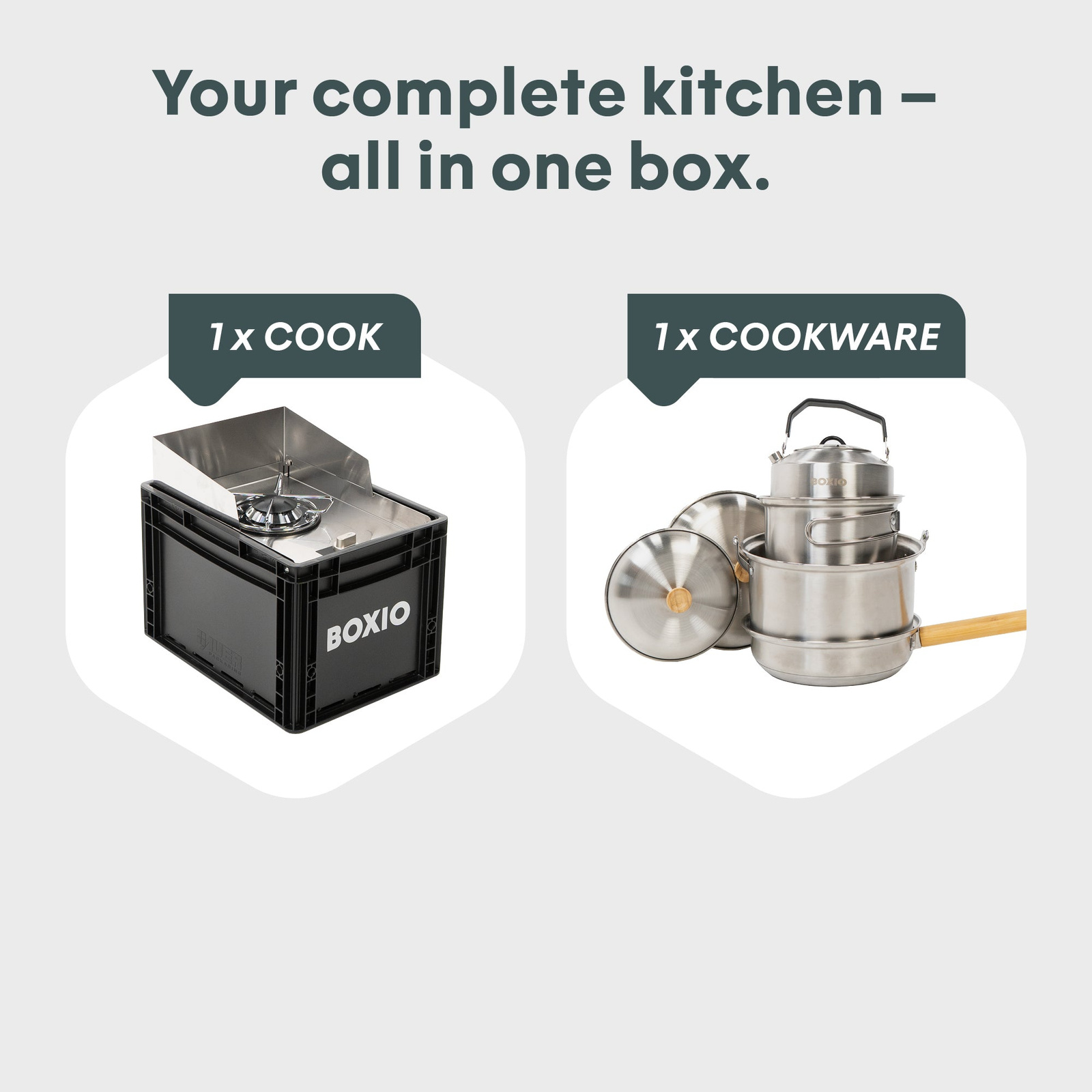 Set BOXIO COOK PLUS mit Kocher und Töpfen