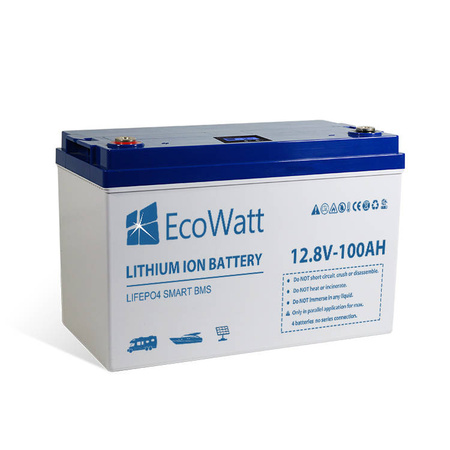 EcoWatt 100Ah LiFePO4 12,8v Akku BMS + LCD