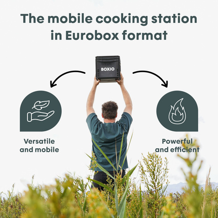 BOXIO COOK - Gaskocher aus Edelstahl in der Eurobox 40 x 30 x 28 cm