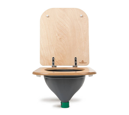 TROBOLO Urinseparator grau mit Holzsitz und Deckel - Einsatz für DIY Trenntoilette