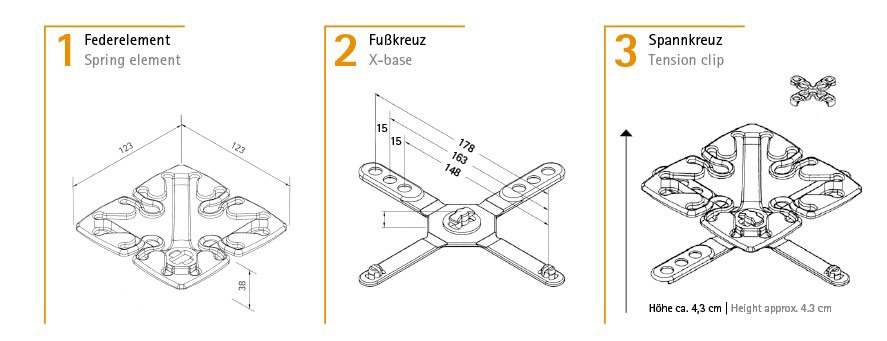 Froli Star Mobil Elemente - Feder, Fußkreuz und Spannkreuz