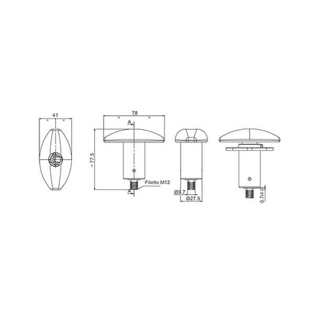 Zadi Schloss 1051 weiß - ovales Push-Schloss für Stauraumklappen im Wohnmobil, 78 x 41 mm, mit Zylinder und Schlüsseln