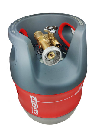 GasBank DISH-Tankadapter für MULTI-, DUO-, Alugas-, Gaslow- und RV-Flaschen – Gewinde 3/4" UNF JIC