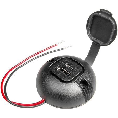 PROCAR Aufbau-Doppelsteckdose USB-C/USB-A rund