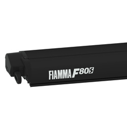 Fiamma F80s 370 Dachmarkise - Länge 370 cm, Auszug 250 cm, Gehäuse Deep Black, Tuch Royal Grey