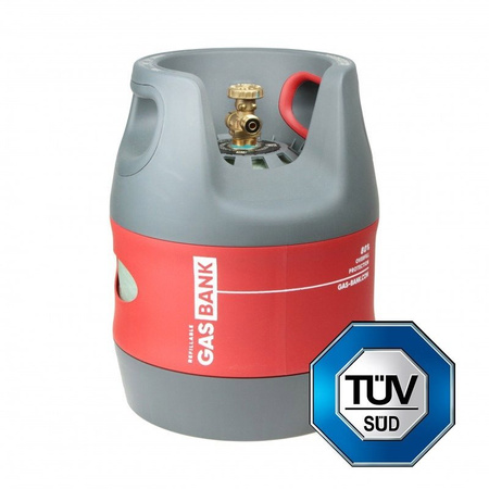 GasBank SINGLE 5 kg Verbundgasflasche LPG 12,5 l mit OPD 80 % – Ventil G.12 (KLF)