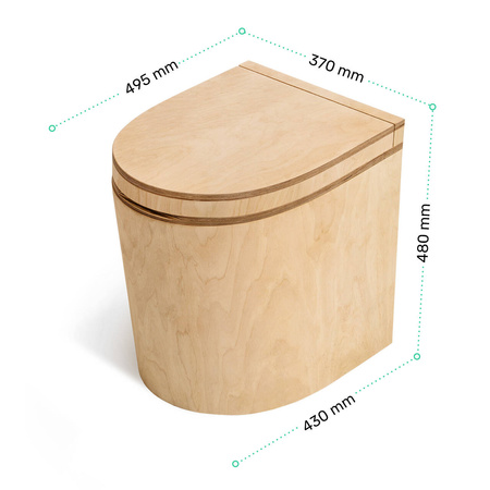 TROBOLO TinyBlœm - Trenntoilette aus Holz mit externer Urinableitung und Abluft
