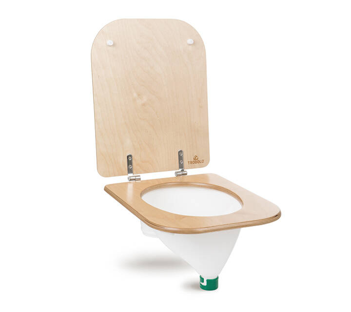TROBOLO Urinseparator weiß mit Holzsitz und Deckel, Foto 1