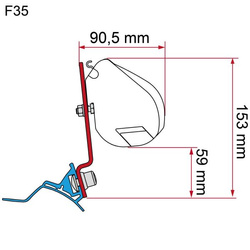 Markisenadapter Kit Stellantis (PSA) mit Westfalia Schiene für F35, F43, F45, F45s