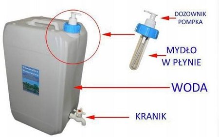 Außenwaschbecken - 10 l Kanister mit Wasserhahn und Seifenspender