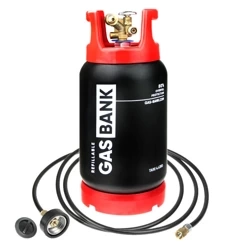 GasBank SLIM DUO 5kg - Kevlar Flüssiggasflasche -  separate Eingang und DIN (G12 KLF) Ausgang