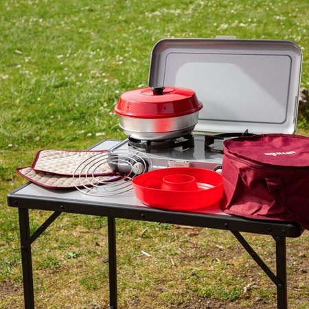 Omnia Kit 1 - Backofen Classic 2 l für den Herd mit Silikonform, Aufbackgitter, Tasche und Topflappen, 5 Teile