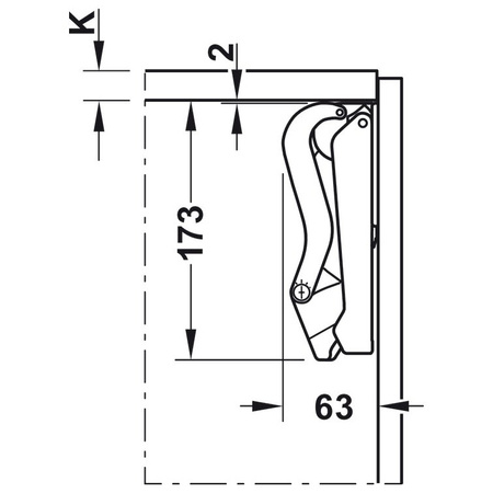HÄFELE Hebemechanismus Free Space 1.11 für Klappen ≤ 7,1 kg (Kunststoff/Stahl)