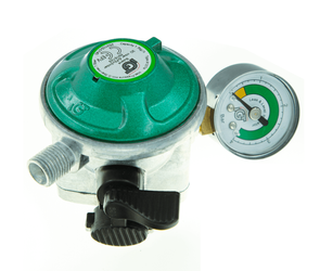 IGT Klik-On Reduzierstück Ø27 mit Manometer 30 mbar 1/4 LH Quick On Klik-On Flüssiggasflaschen Gaspol AmeriGas Nano BP