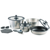 Cookvision nesto Kochgeschirr-Set 11-teilig - 3 Töpfe, Pfanne, Deckel, abnehmbarer Griff, Induktion, für Wohnmobil