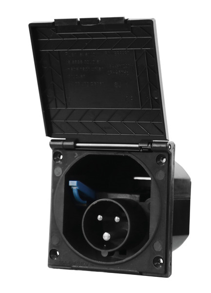 Carbest CEE-Eingangssteckdose quadratisch schwarz