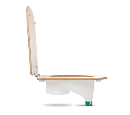 TROBOLO Urinseparator weiß mit Holzsitz und Deckel - Einsatz für DIY Trenntoilette