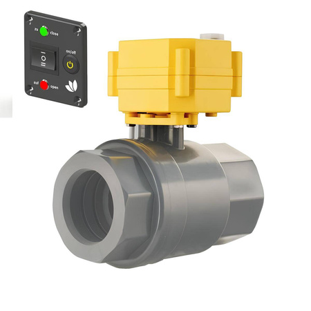 LILIE GrauGELB elektrisches Kugelhahnventil 40 mm XL 12 V mit Funktionsanzeige - Abwasserentleerung, 855 mm² Durchfluss