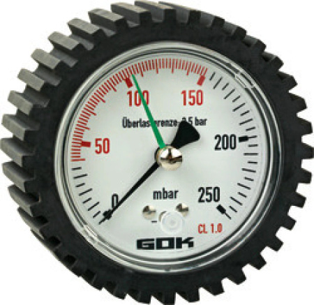 Manometer Kl.1 für Dichtpruefgeraete 0-250 mb, axial