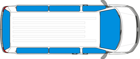 Thermoisolierung alle Fenster VW T5 / T6 / T6.1 ab 2003, kurzer Radstand, mit Hartfaserverkleidung - Carbest Isoflex Thermomatten, 9-lagig, 8-teilig