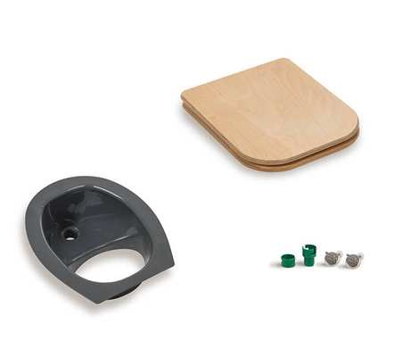 TROBOLO Urinseparator grau mit Holzsitz und Deckel - Einsatz für DIY Trenntoilette