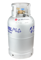 Alugas TravelMate 27,2 l (11 kg) Tankflasche aus Aluminium - mit Multiventil und 80-%-Füllstopp, für Wohnmobil
