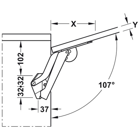 HÄFELE Hebemechanismus Free Space 1.11 für Klappen ≤ 7,1 kg (Kunststoff/Stahl)