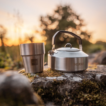 BOXIO COOK MAX+ - Kochset: Gaskocher, Topfset, Geschirr und Besteck für 4 Personen