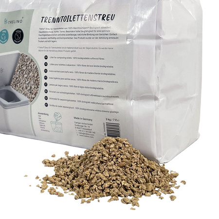 Trelino Einstreu aus Nadelholzfasern für Trenntoiletten, 3 kg / 7 l