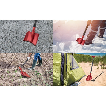 Brunner Arlo 0203012N Spaten - dreiteilige Allzweckschaufel aus Aluminium, 95 cm, mit Aufbewahrungstasche, rot
