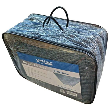 CAMPTECH Vorzeltteppich Größe 14 - 598 x 250 cm, atmungsaktiv, blau und grau, 15,2 kg
