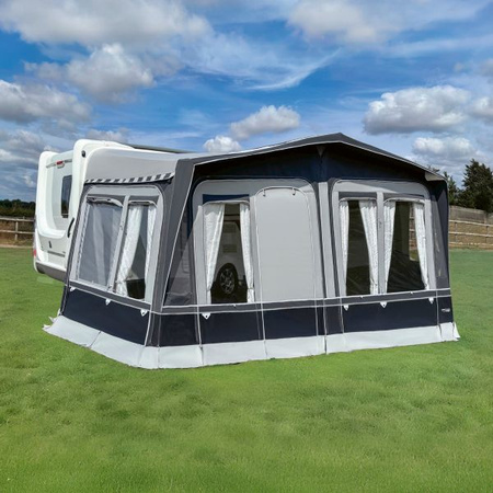 CAMPTECH Brillant Air 9 Luft-Dauervorzelt - Umlauf 850-875 cm, Camptex Polyacryl, 3 Fenster, mit Luftpumpe