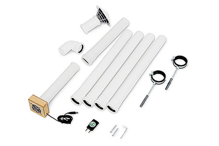 TROBOLO Elektrische Abluft für Komposttoiletten mit 2 m Abluftrohr-Set DN 50 - USB, 12 V, 24 V, 230 V