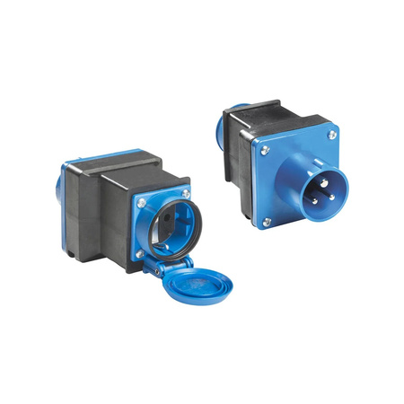 AS Schwabe Caravan Adapterstecker CEE 16 A auf Schuko 230 V, ca. 3,5 kW, IP44 - kompakt, für Wohnmobil und Wohnwagen