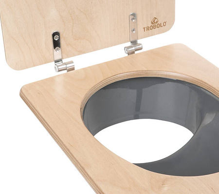 TROBOLO Urinseparator grau mit Holzsitz und Deckel - Einsatz für DIY Trenntoilette