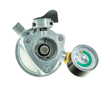 IGT Klik-On Reduzierstück Ø27 mit Manometer 30 mbar 1/4 LH Quick On Klik-On Flüssiggasflaschen Gaspol AmeriGas Nano BP