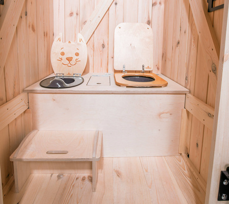 TROBOLO KitaBœm - Toilettenhäuschen aus Holz mit Trenntoilette und Kindertoilette mit 300 l Komposter