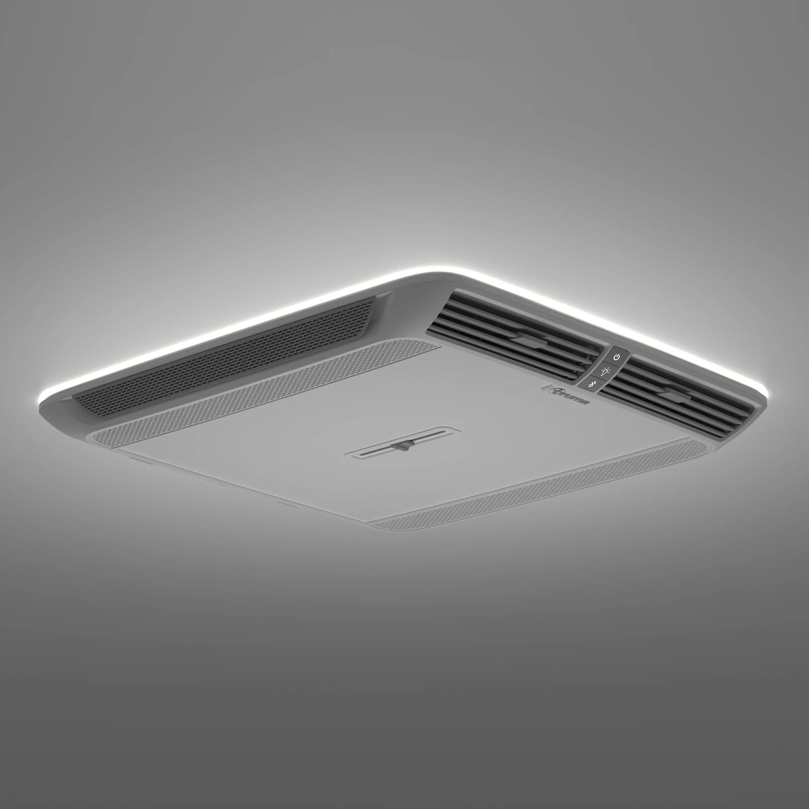 Luftverteiler Aventa Premium stone mit eingeschalteter LED-Beleuchtung