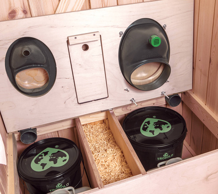 TROBOLO KitaBœm - Toilettenhäuschen aus Holz mit Trenntoilette und Kindertoilette mit 300 l Komposter